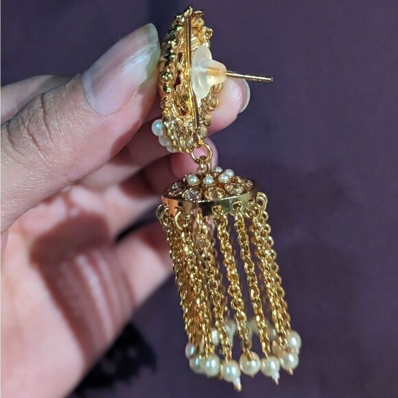 New! Cute trend jhumka stud earrings faux pearls - Picture 4 of 4